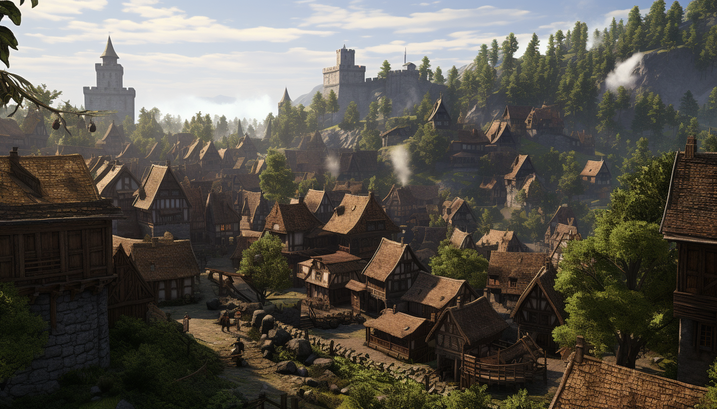 Charming medieval town nestled in a forest