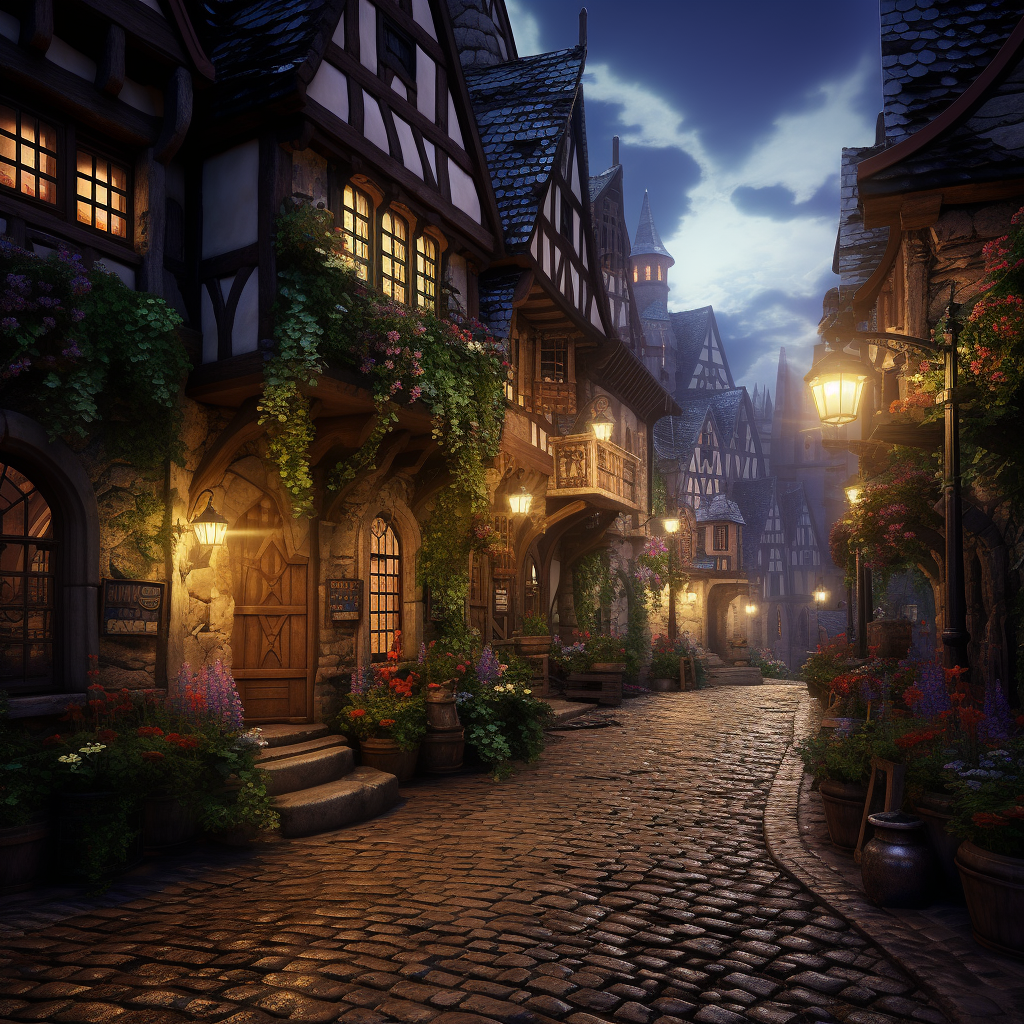 Gorgeous medieval town with patterned doors.