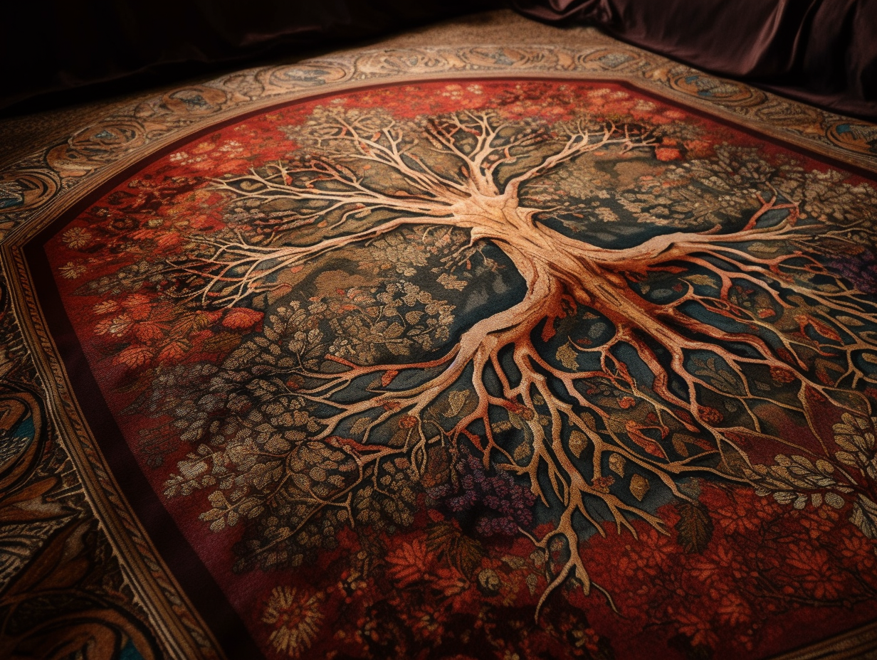 Woven medieval tree of life illustration