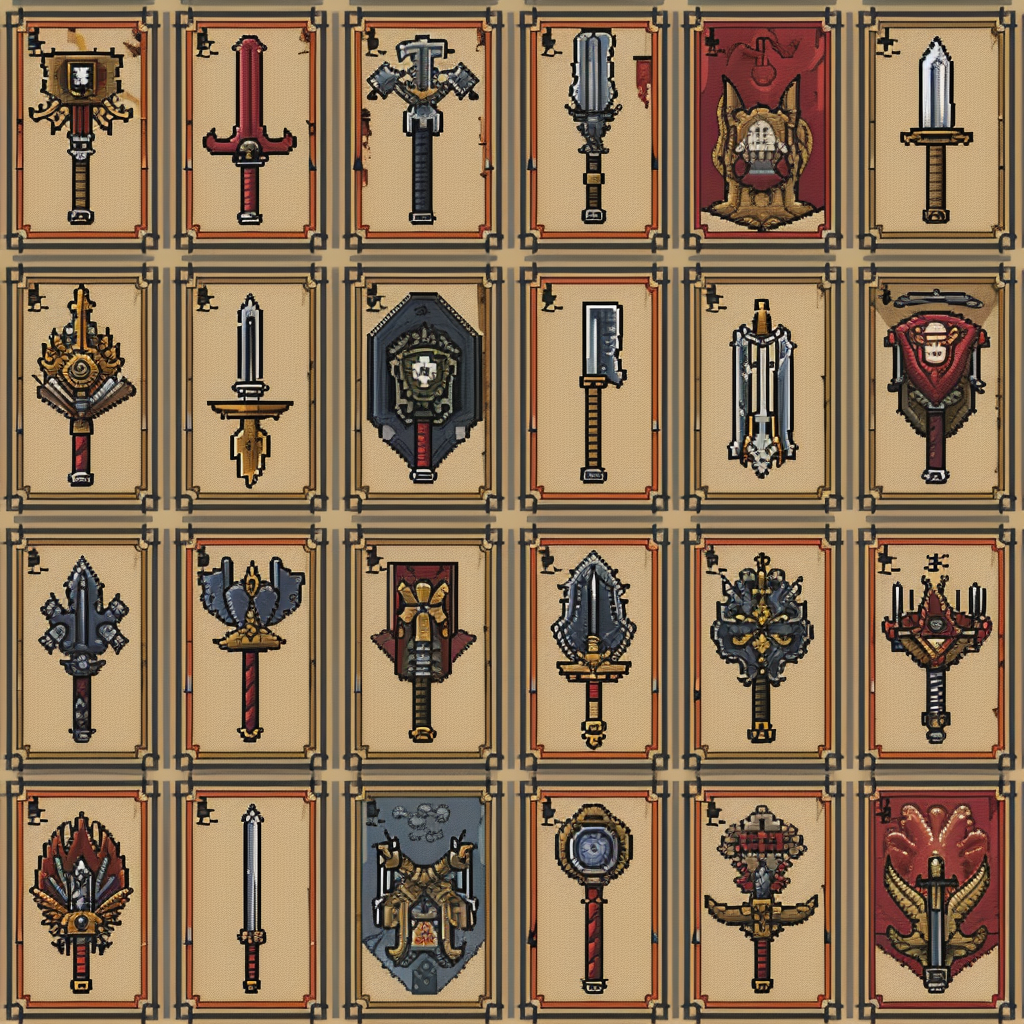 Medieval weaponry pixel art deck