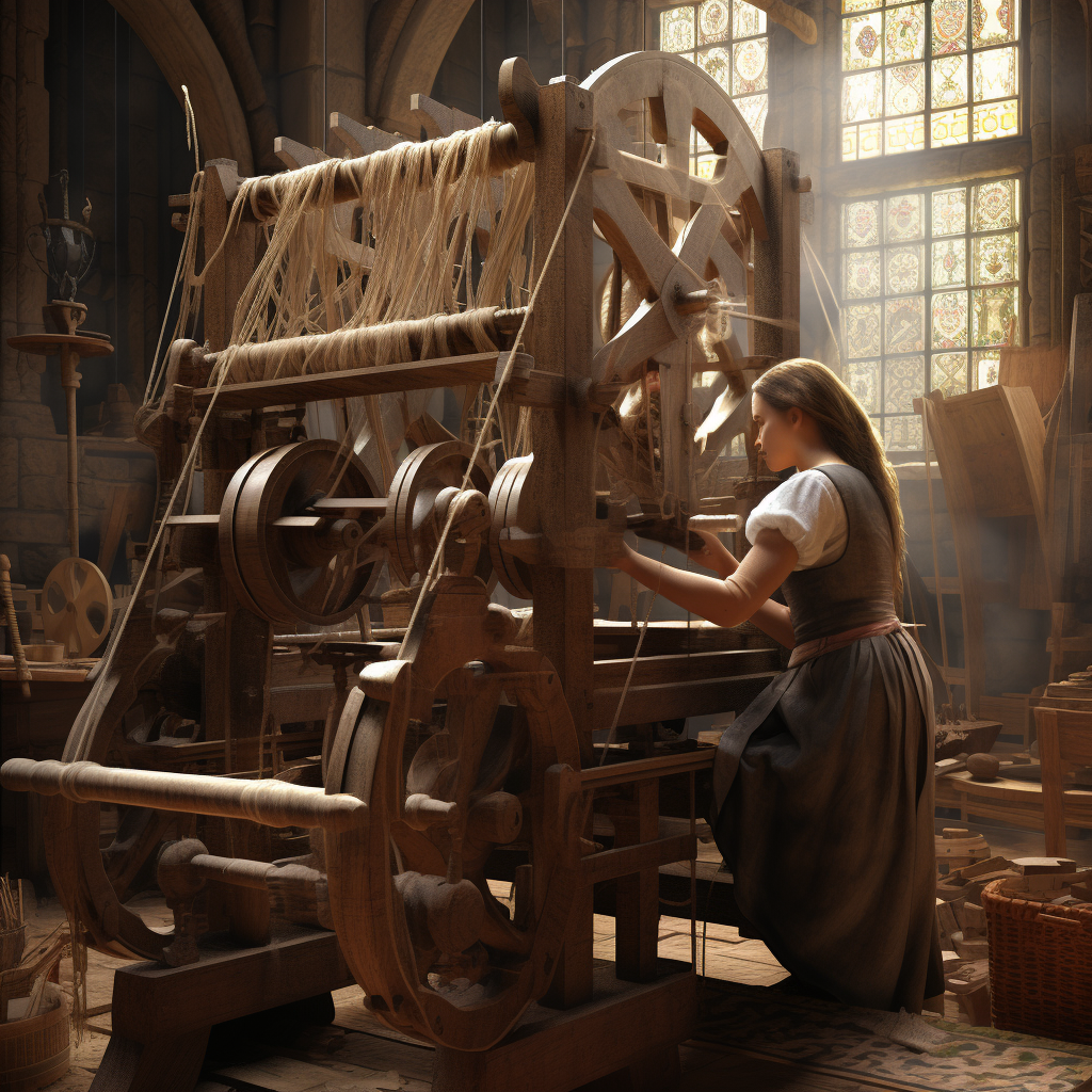 Ancient weaving machine in action