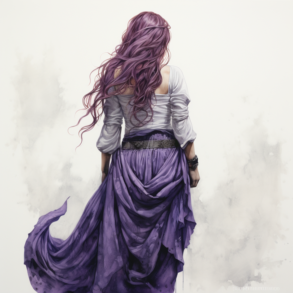 Beautiful medieval woman with lavender hair