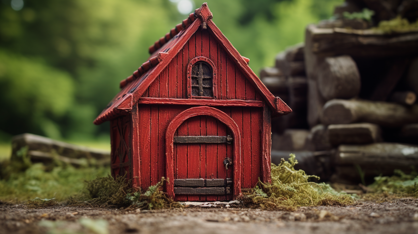 Rustic red barn with closed doors