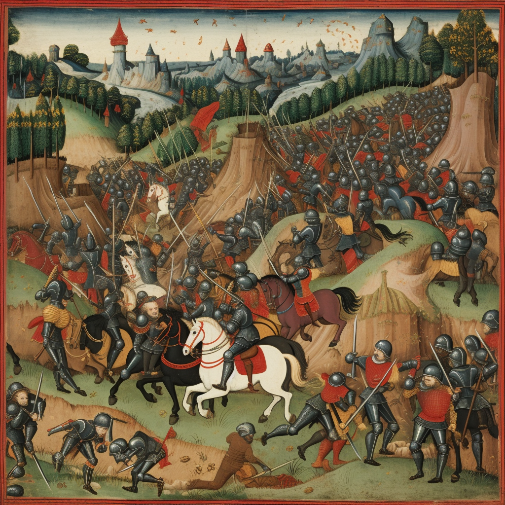 A gripping medieval battle scene