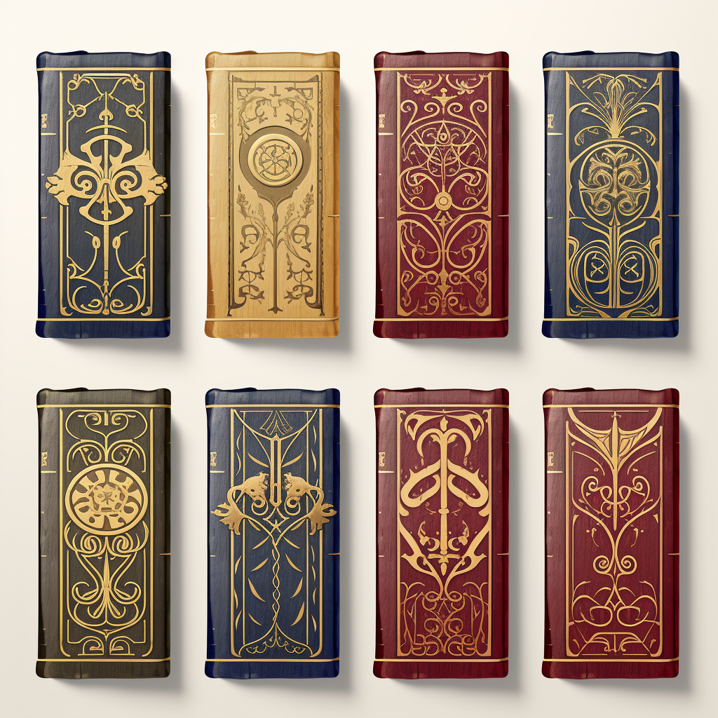 Medieval book covers on white background