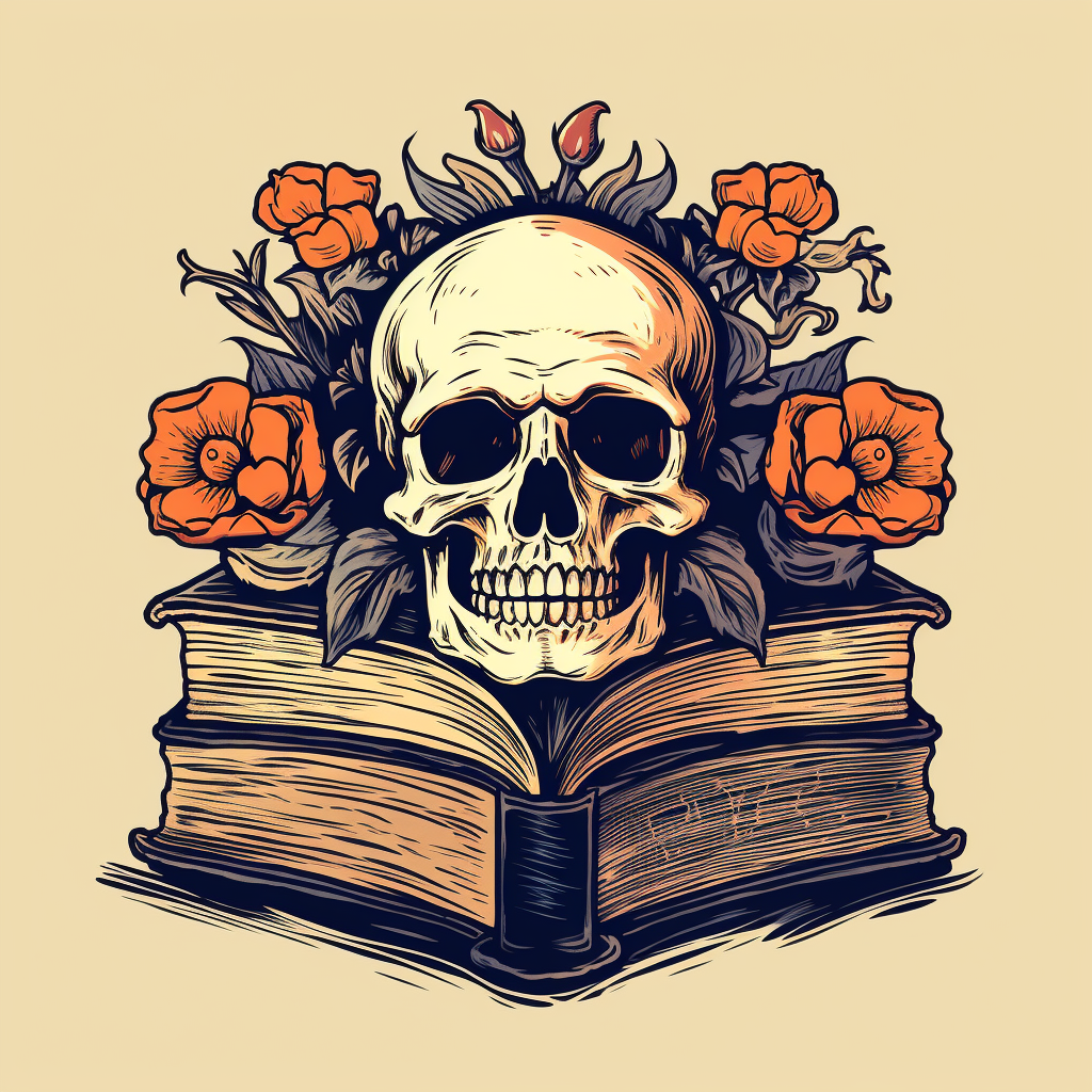 Skull on book in medieval art