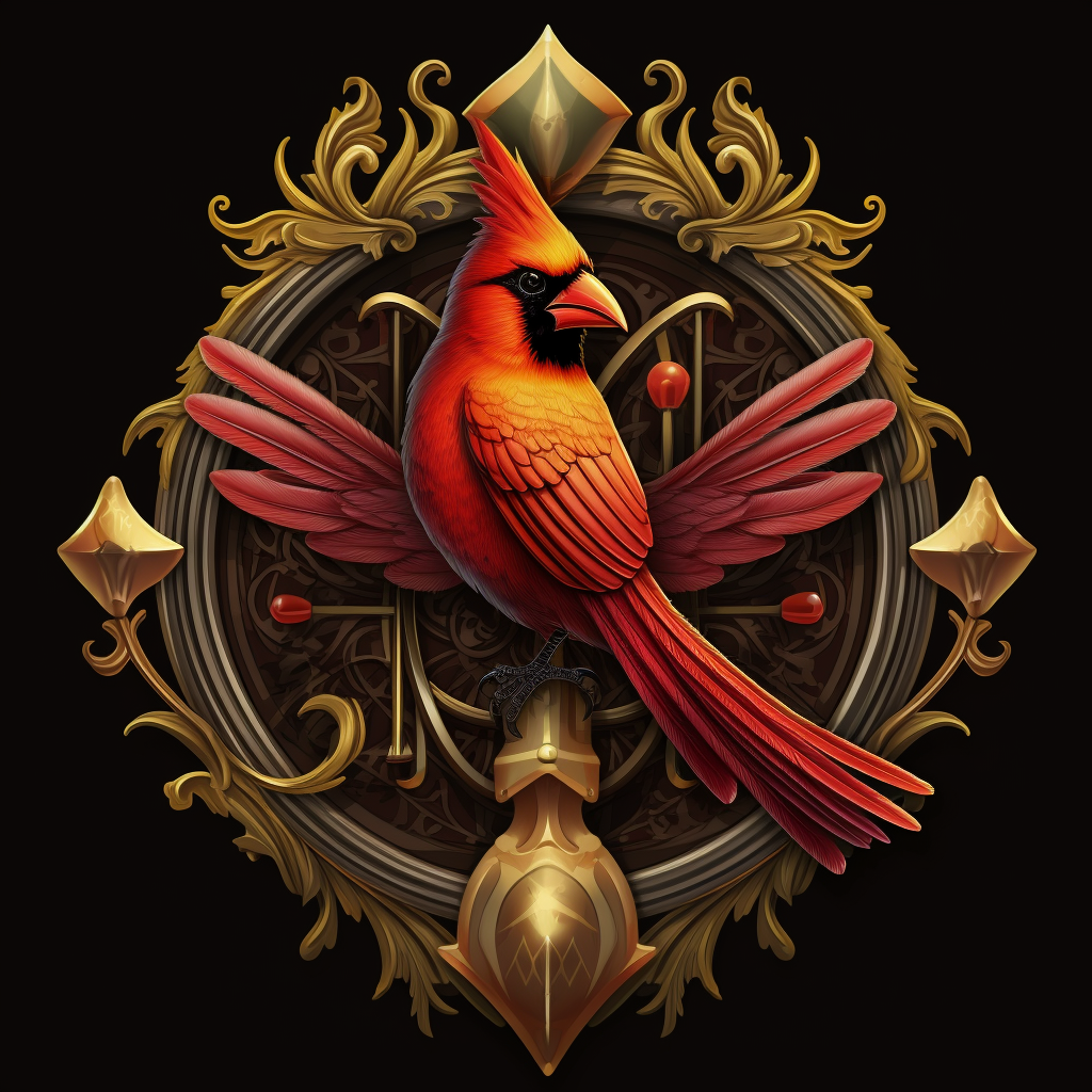 Detailed medieval cardinal logo crest