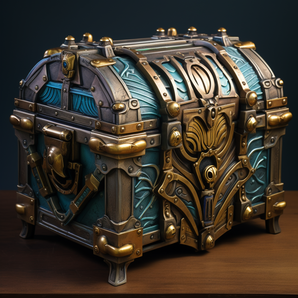 Medieval chest with cyberpunk design