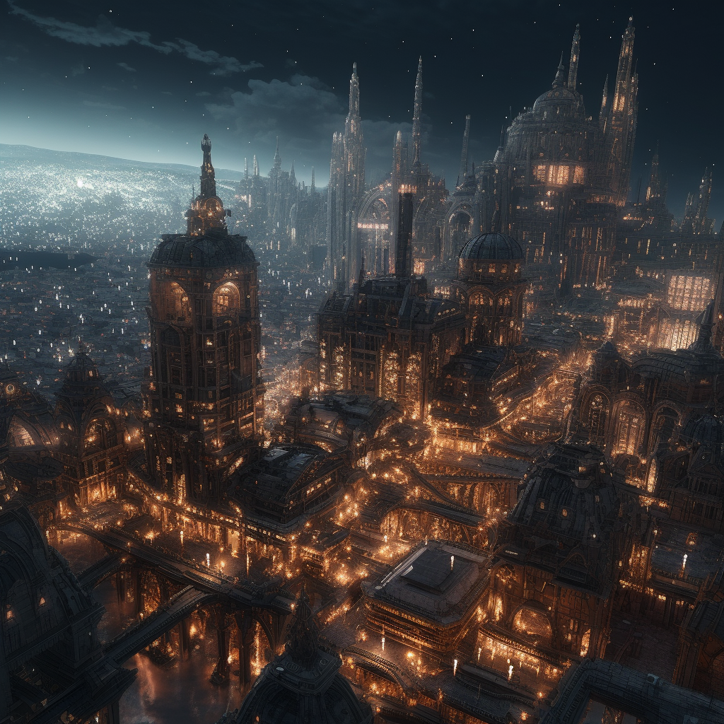 Awe-inspiring medieval city at night