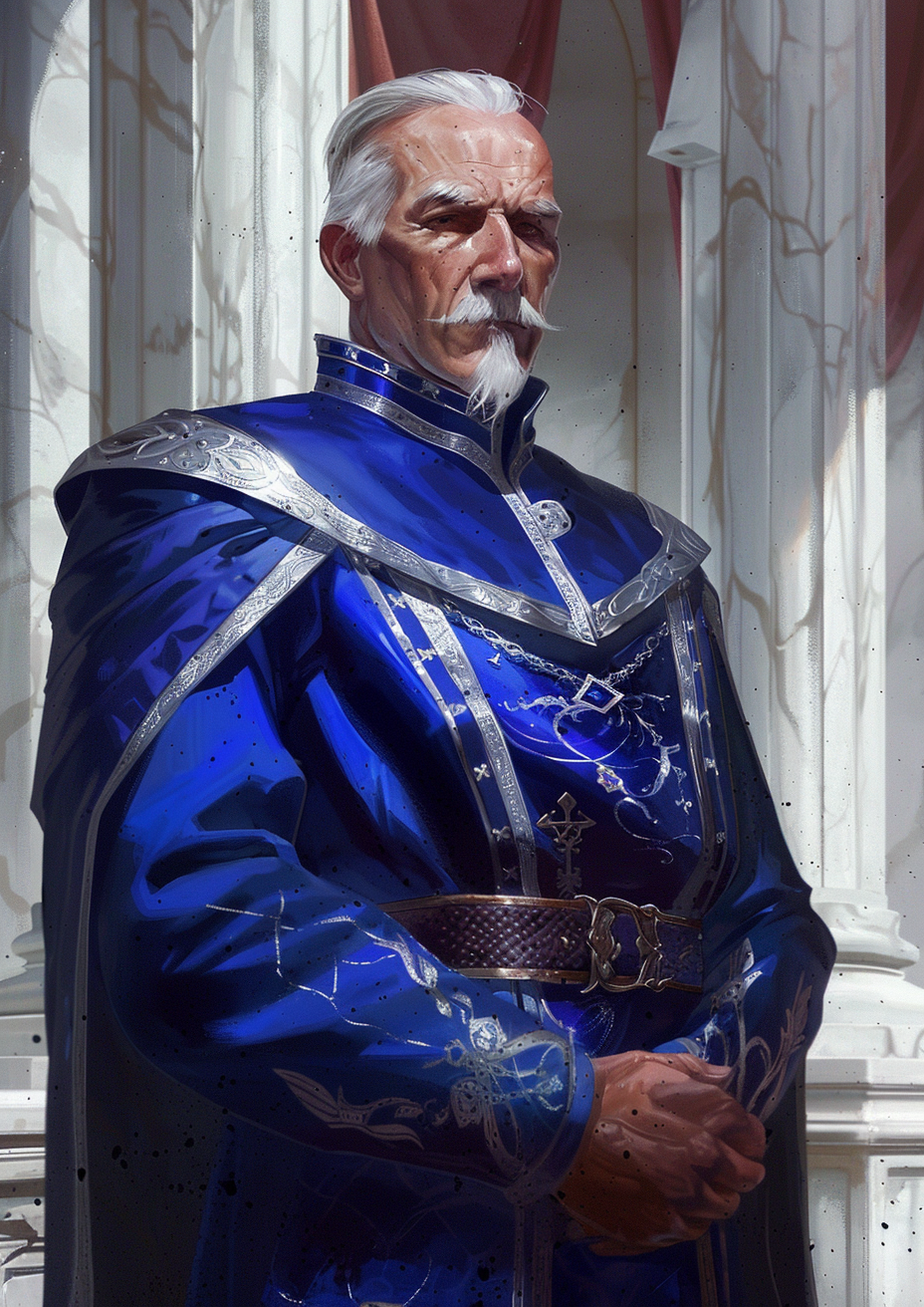 Medieval councilman in blue and silver