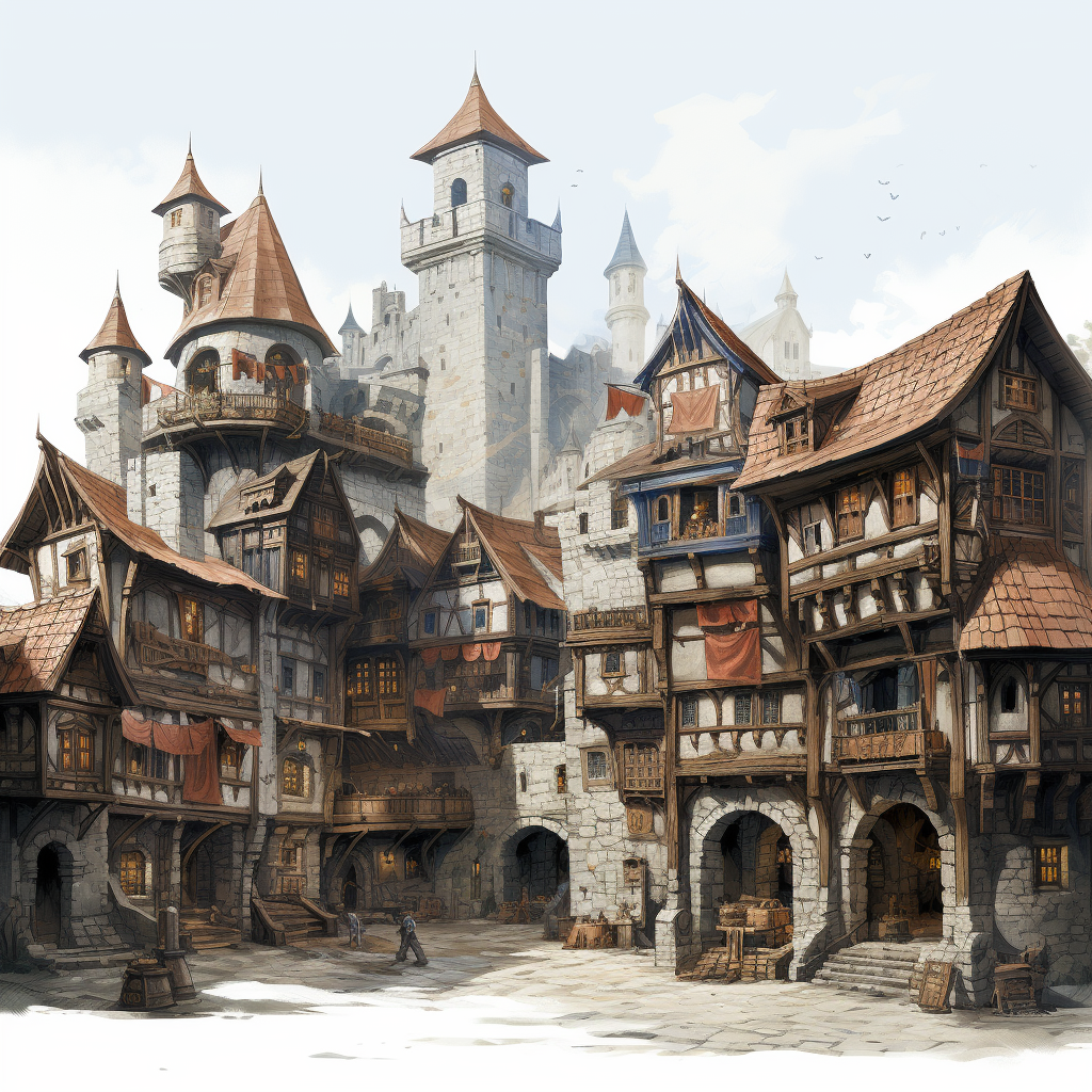 Medieval Fantasy Buildings in Bold Style