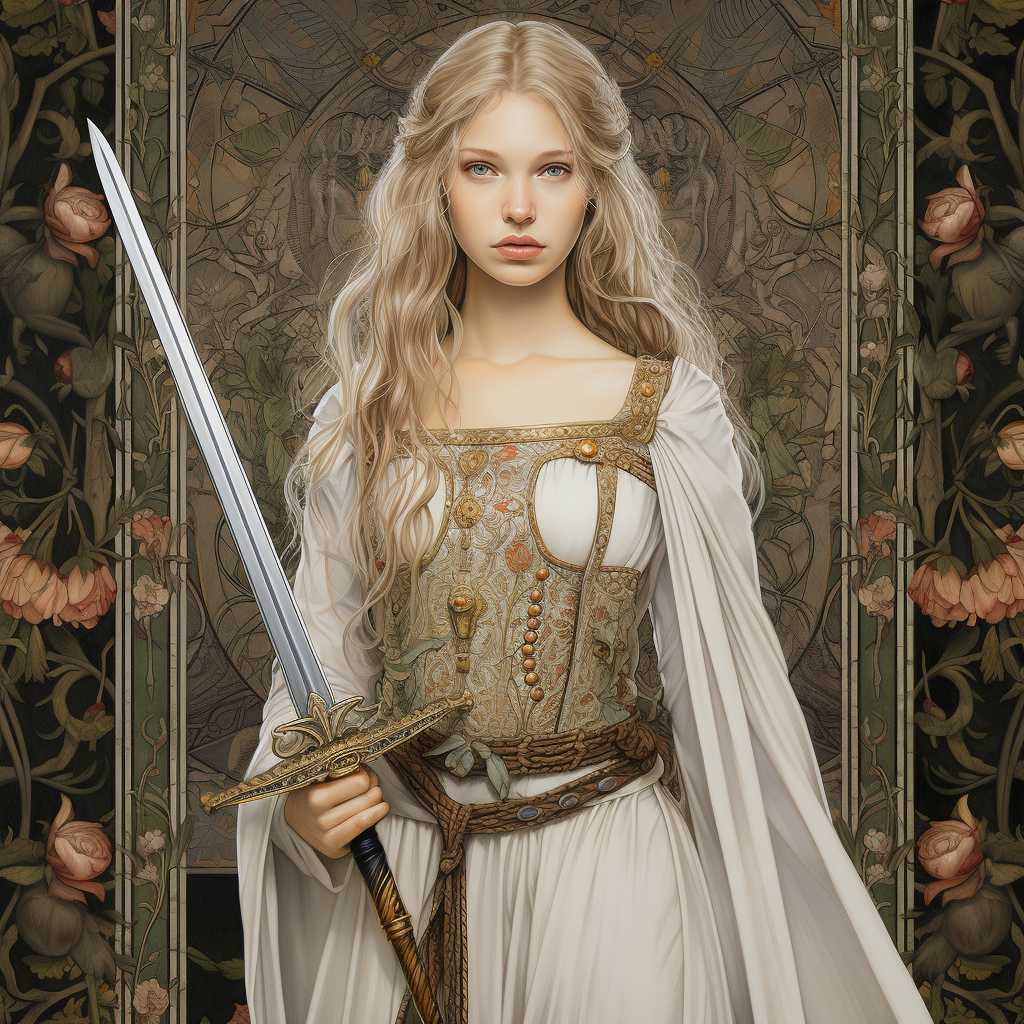 Medieval fantasy princess with long sword