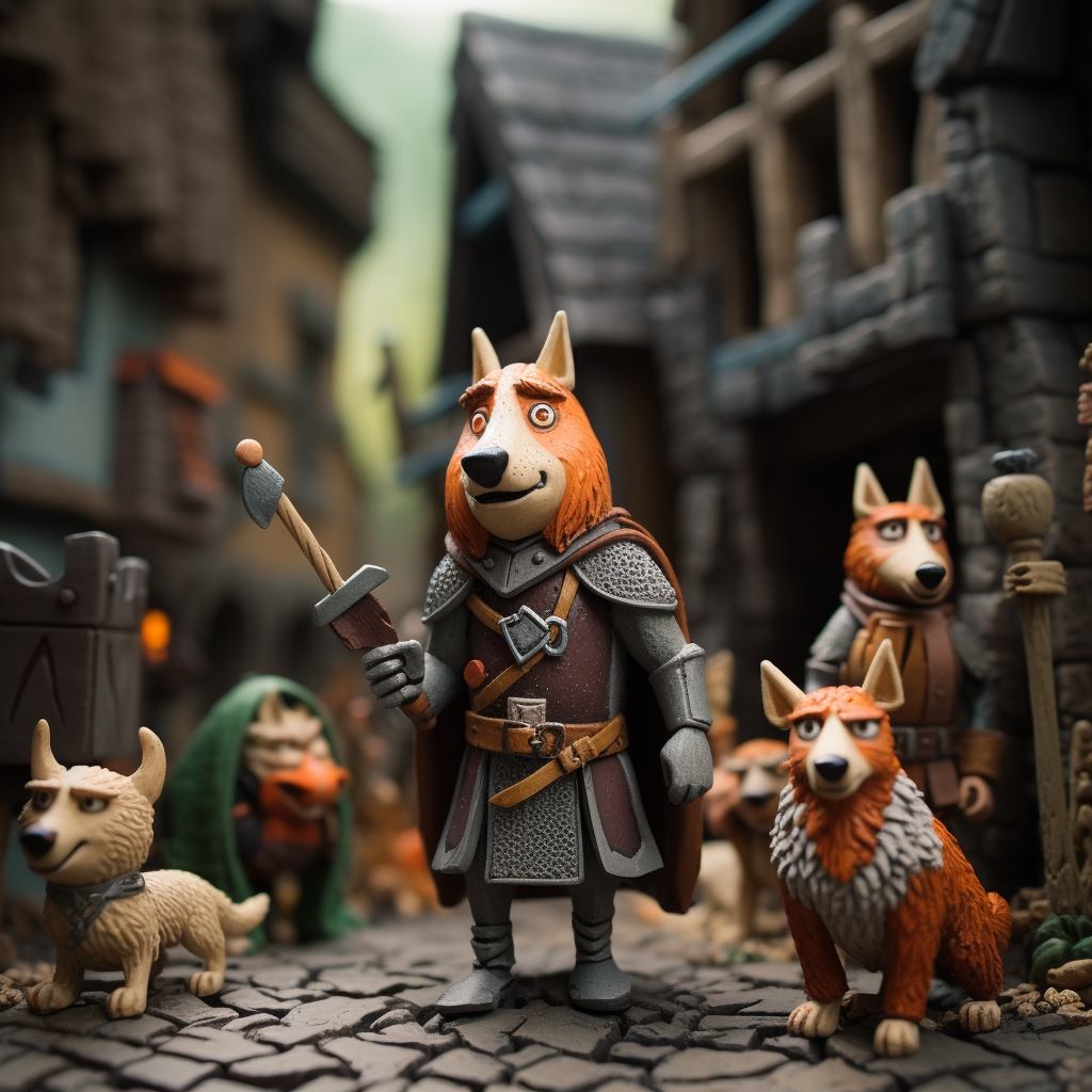 Medieval fox in claymation style