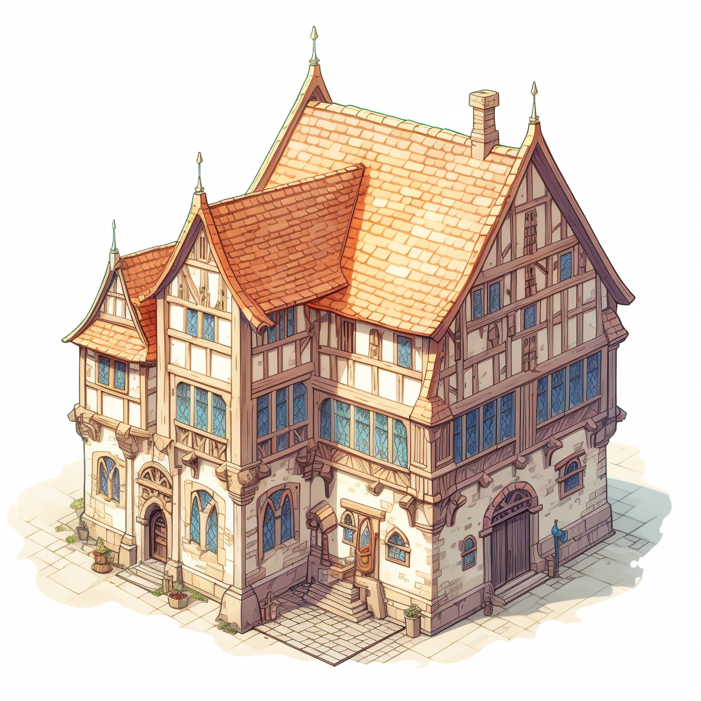 Isometric Drawing of Medieval Guild Hall