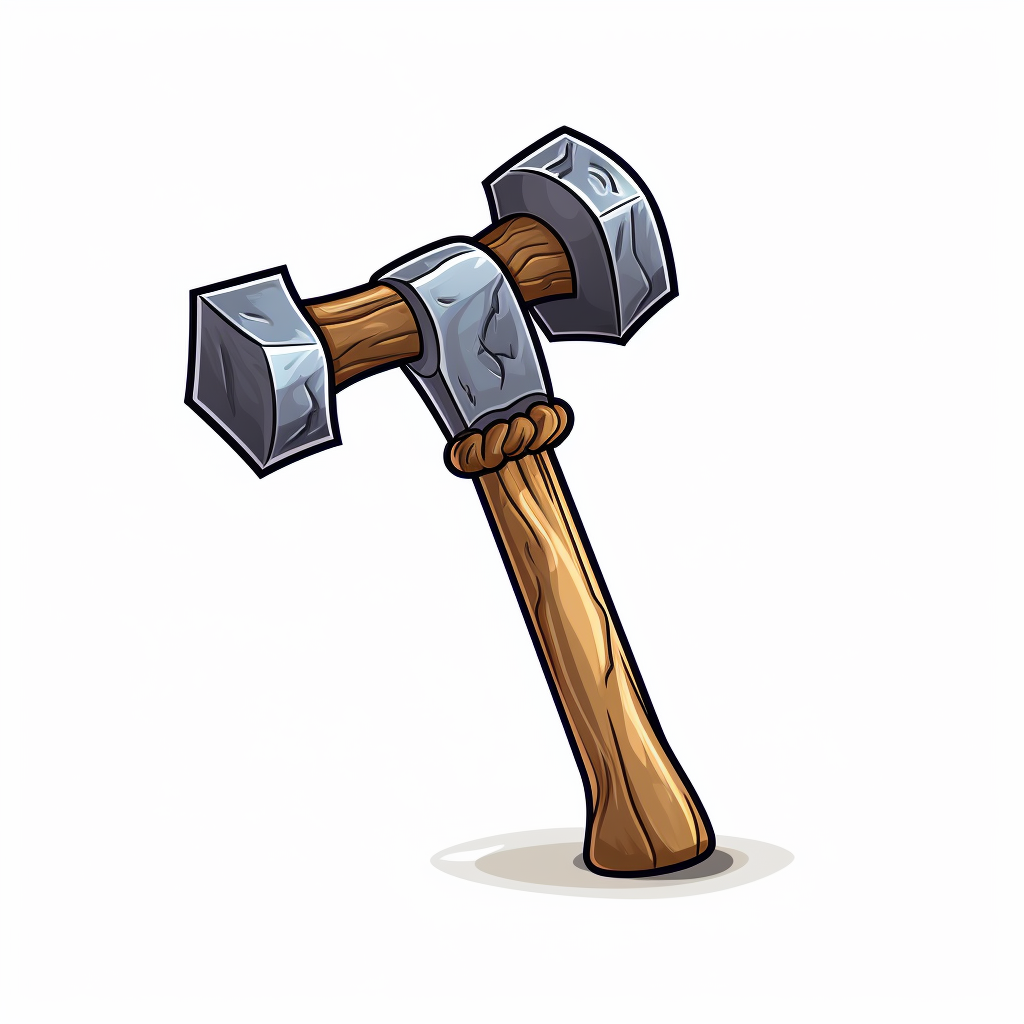 Cartoon medieval hammer on white background