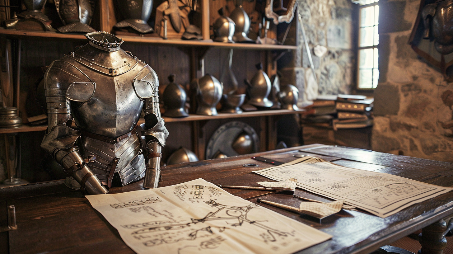 Medieval armor and battle plan