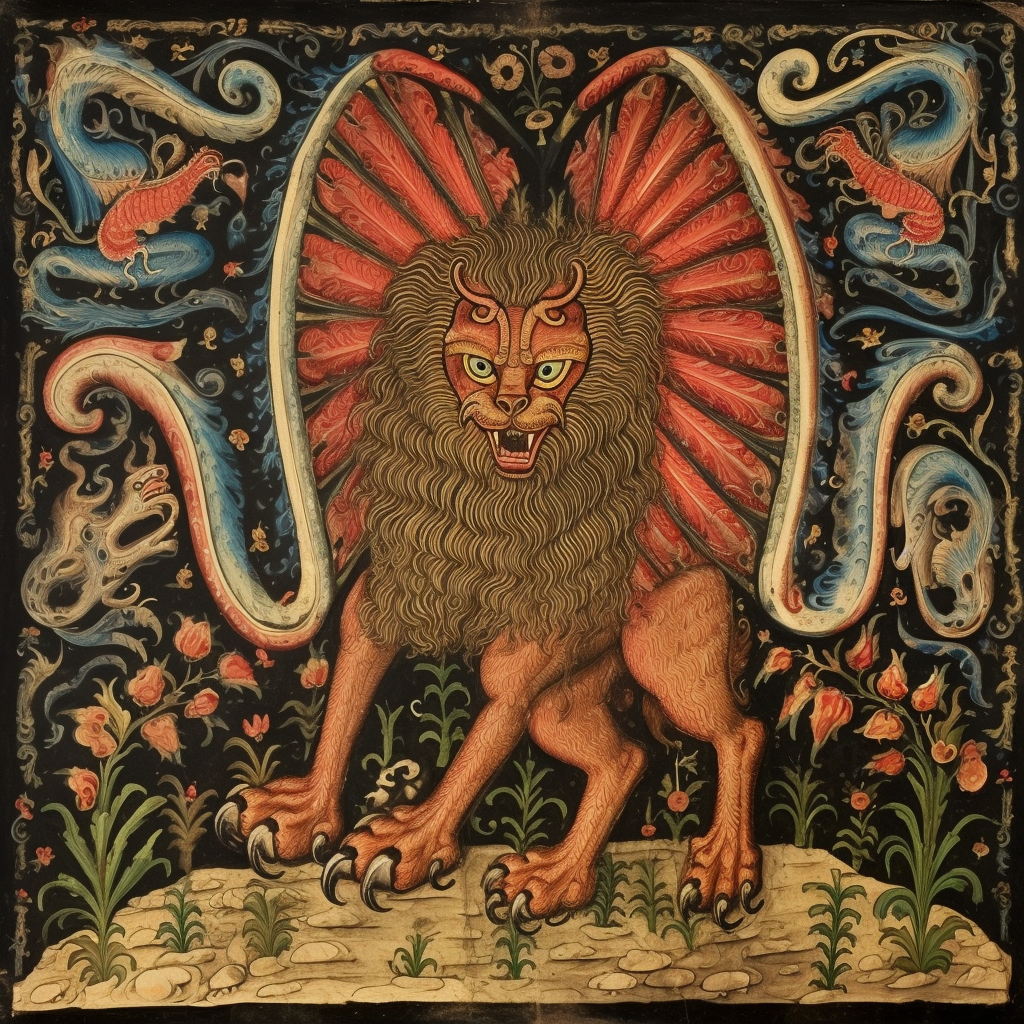 Enchanting chimera in medieval style