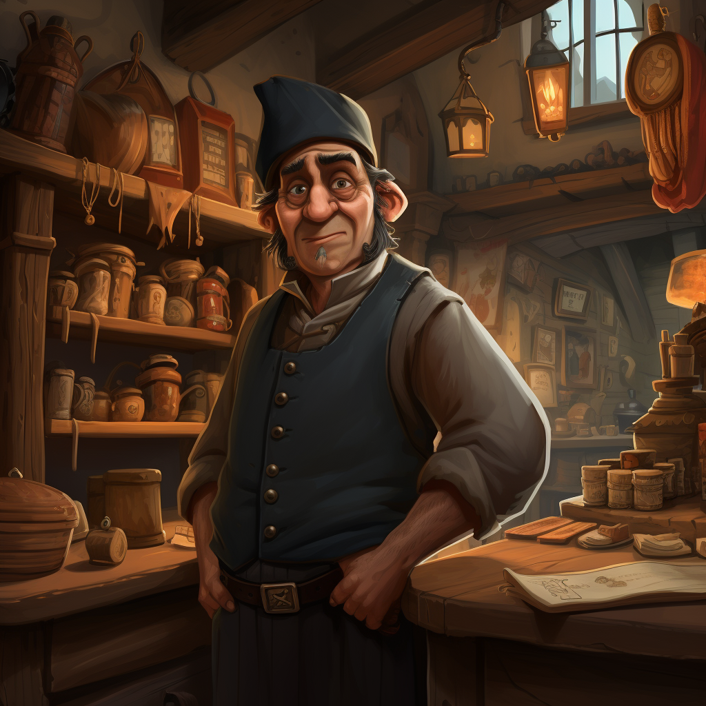 Medieval Shop Keeper with Quirky Style