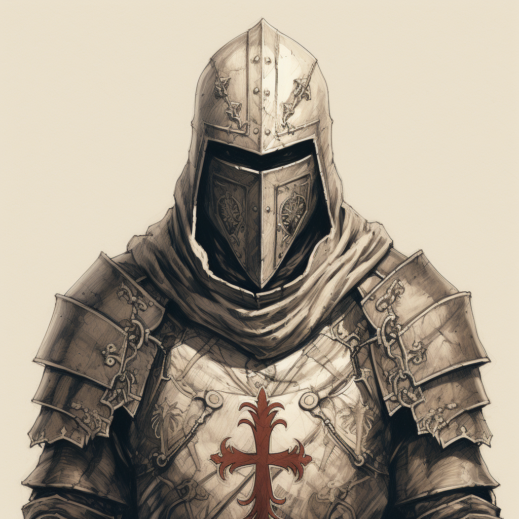 Medieval soldier in holy order armor