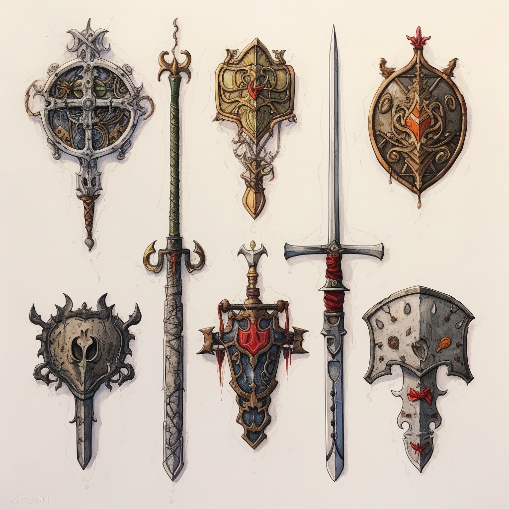 Illustration of Medieval Swords and Shields