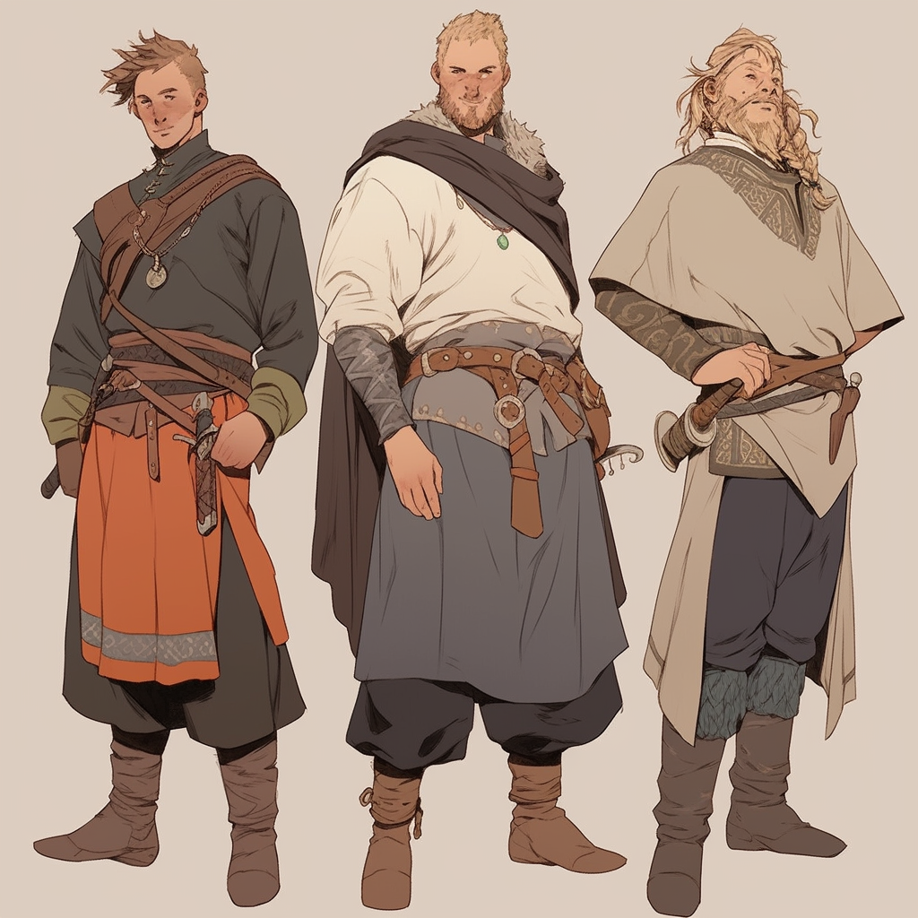 Men in Fine Medieval Village Clothes