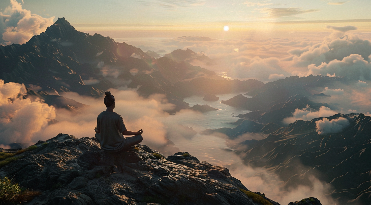 Meditating Sage Mountain Silhouette