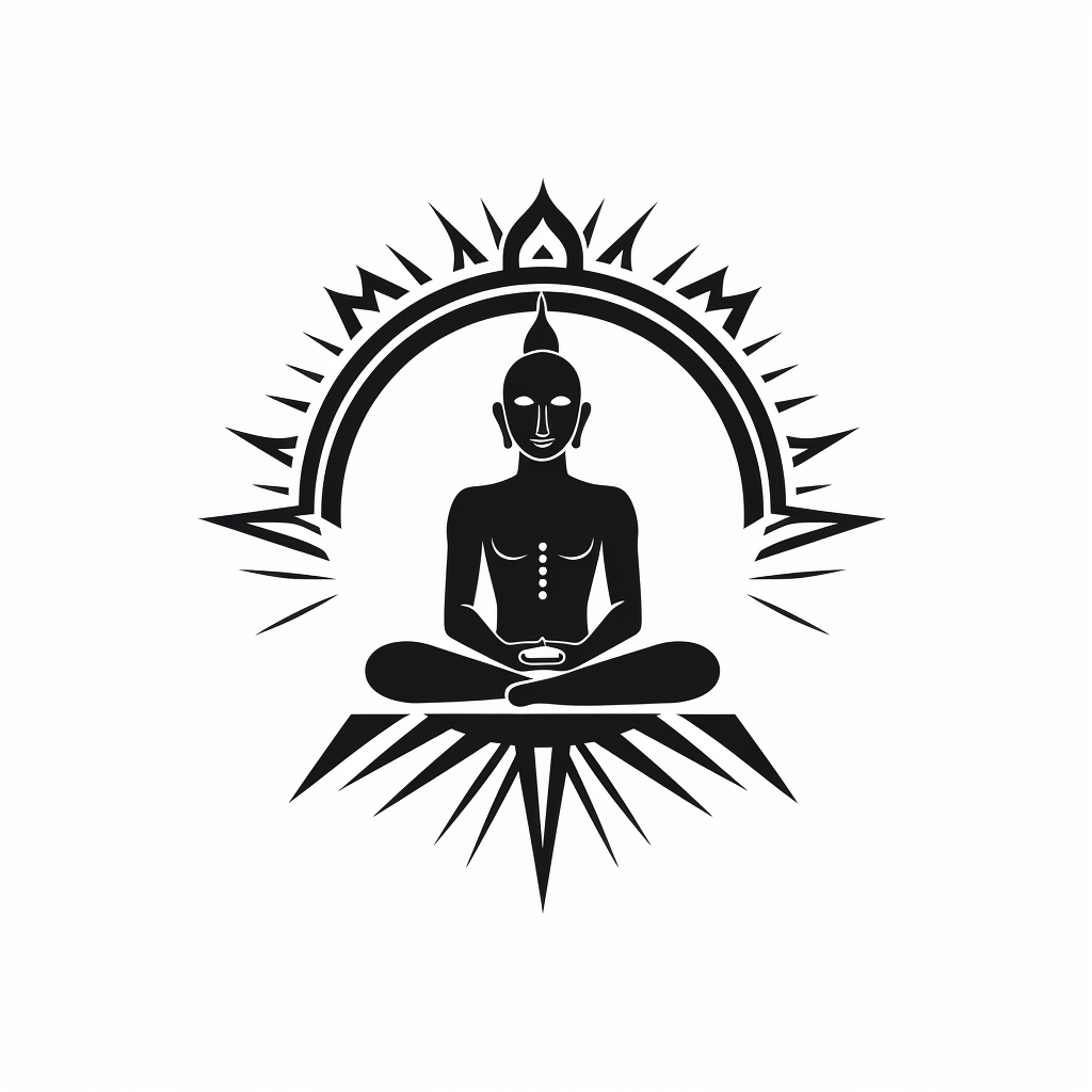 Meditation tattoo design in naive style