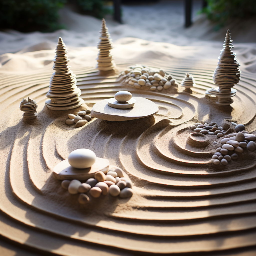 Serene Zen Garden with Meditative Sand