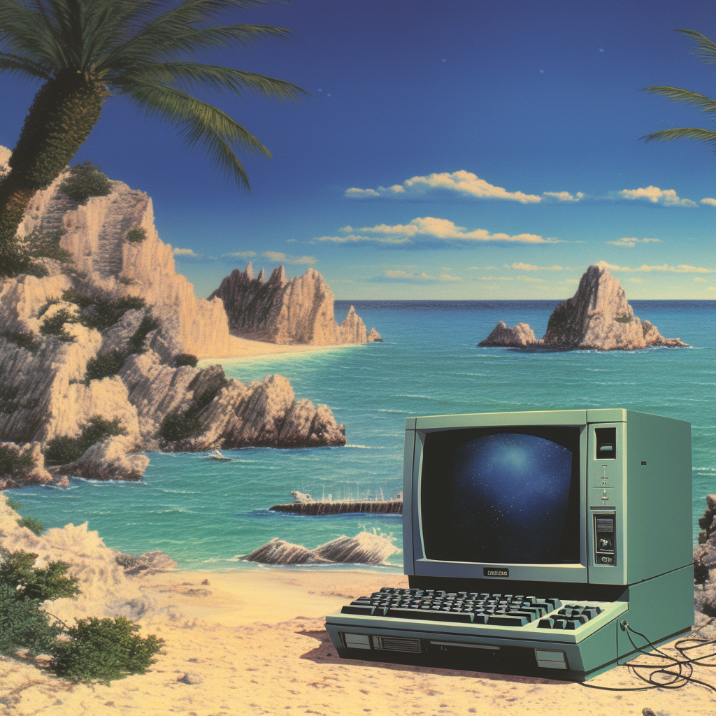 Mediterranean computer advertisement with scenic views