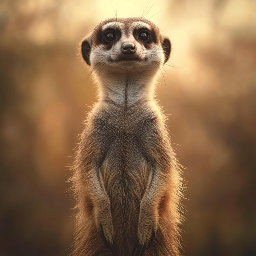 Curious meerkat with wide eyes