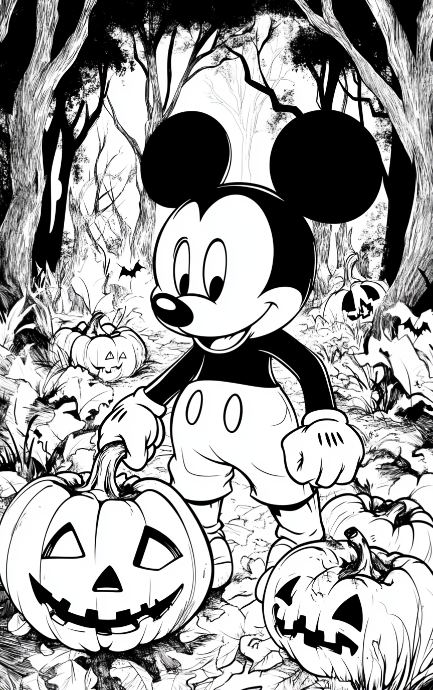 Mickey Mouse Halloween Coloring Page