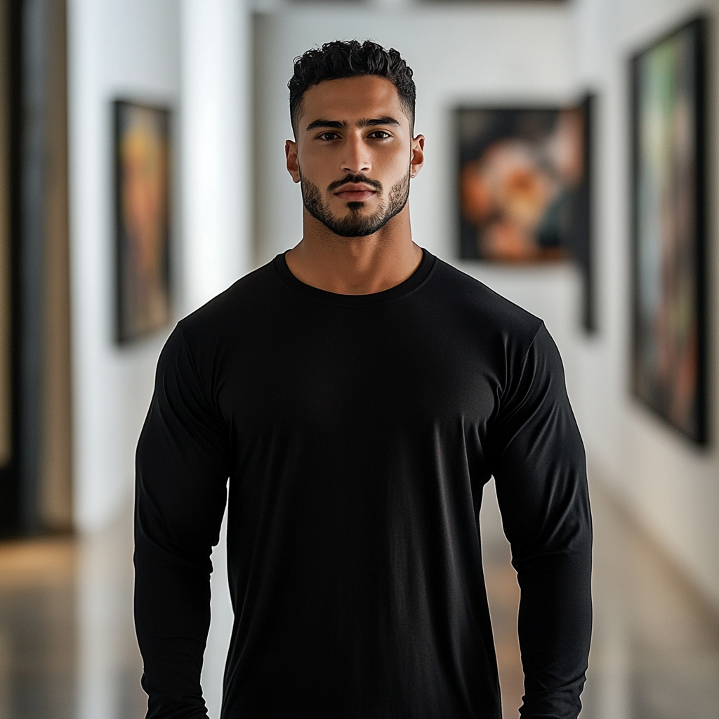 Middle Eastern Male Model in Gildan T-Shirt