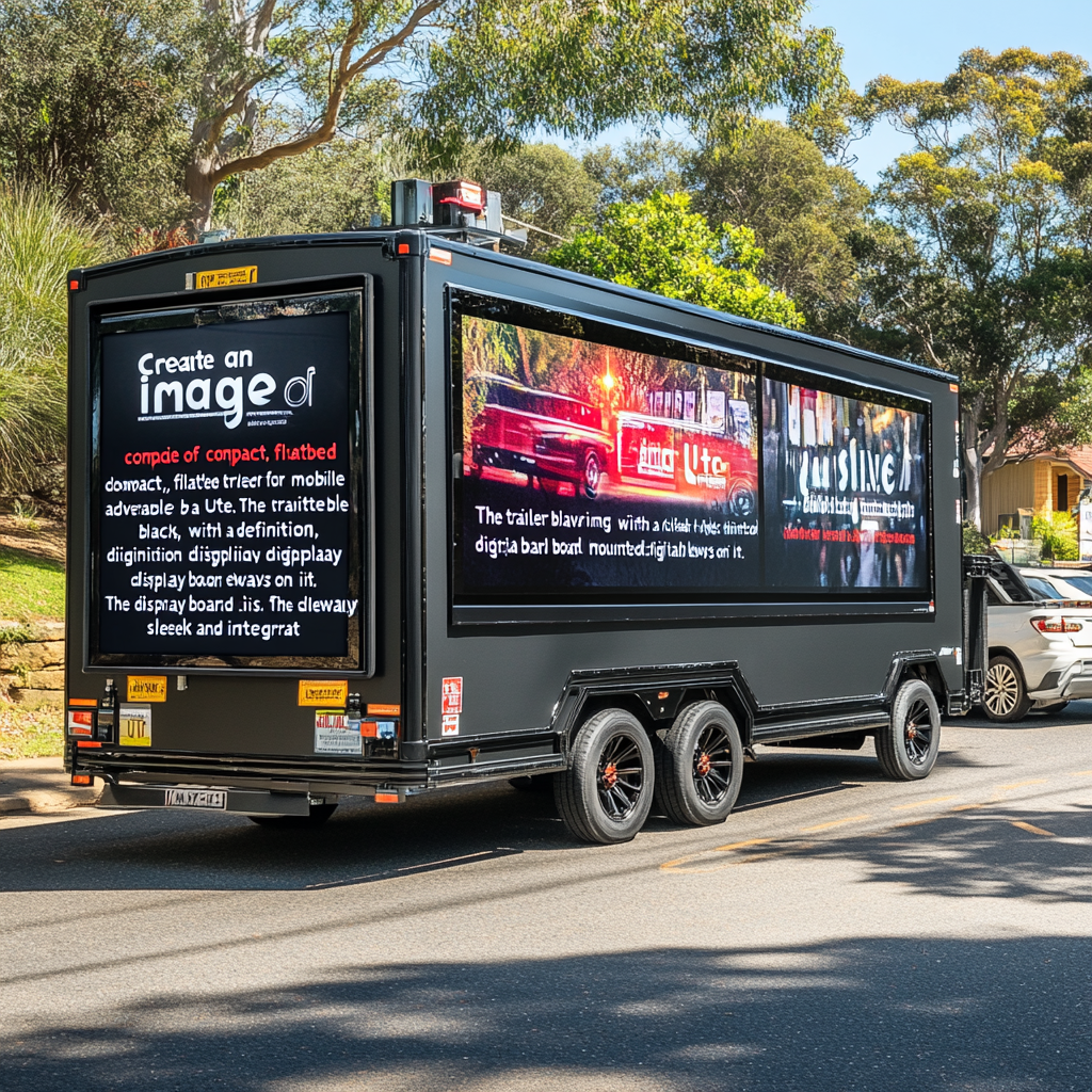 Black mobile advertising display trailer