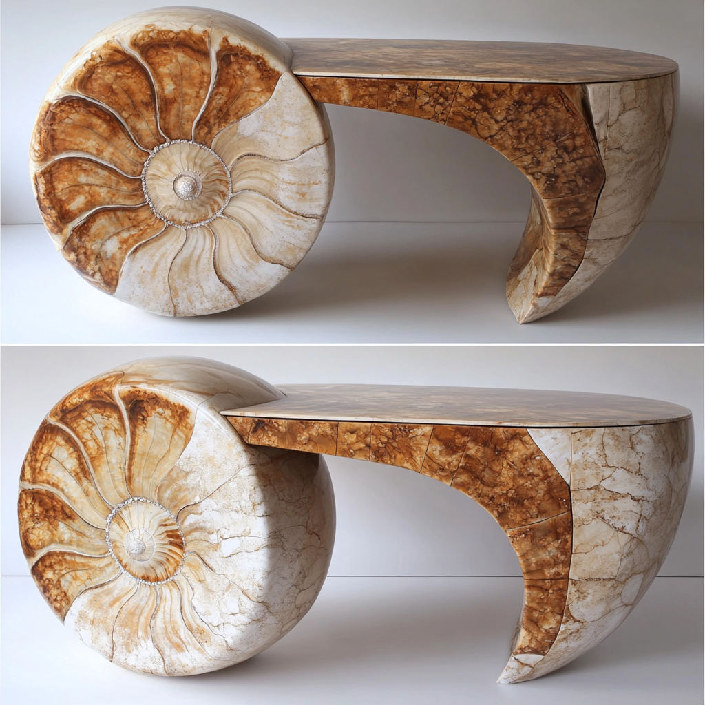 Modern Ammonite Fossil Desk Concept