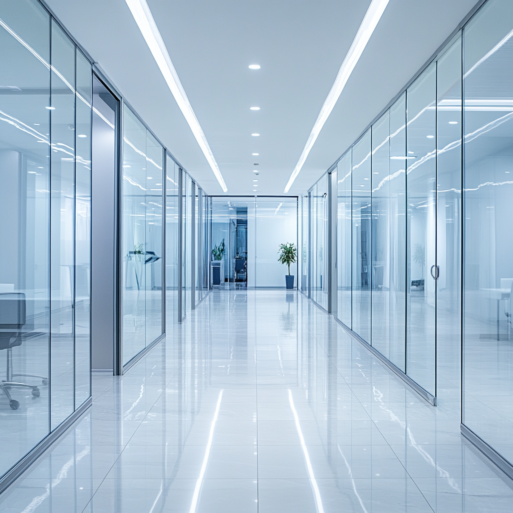 modern office hallway interior image