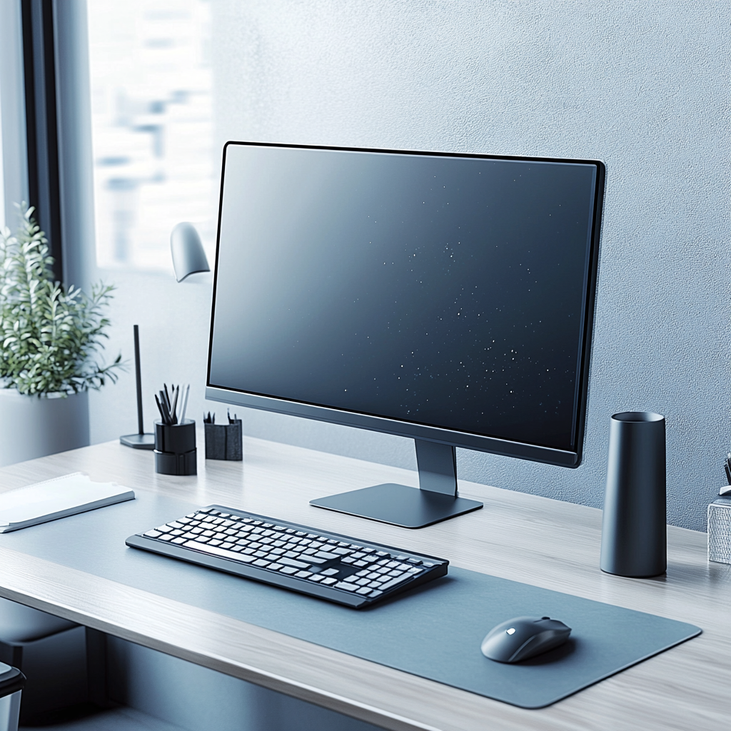 Office Desk Computer Setup Modern