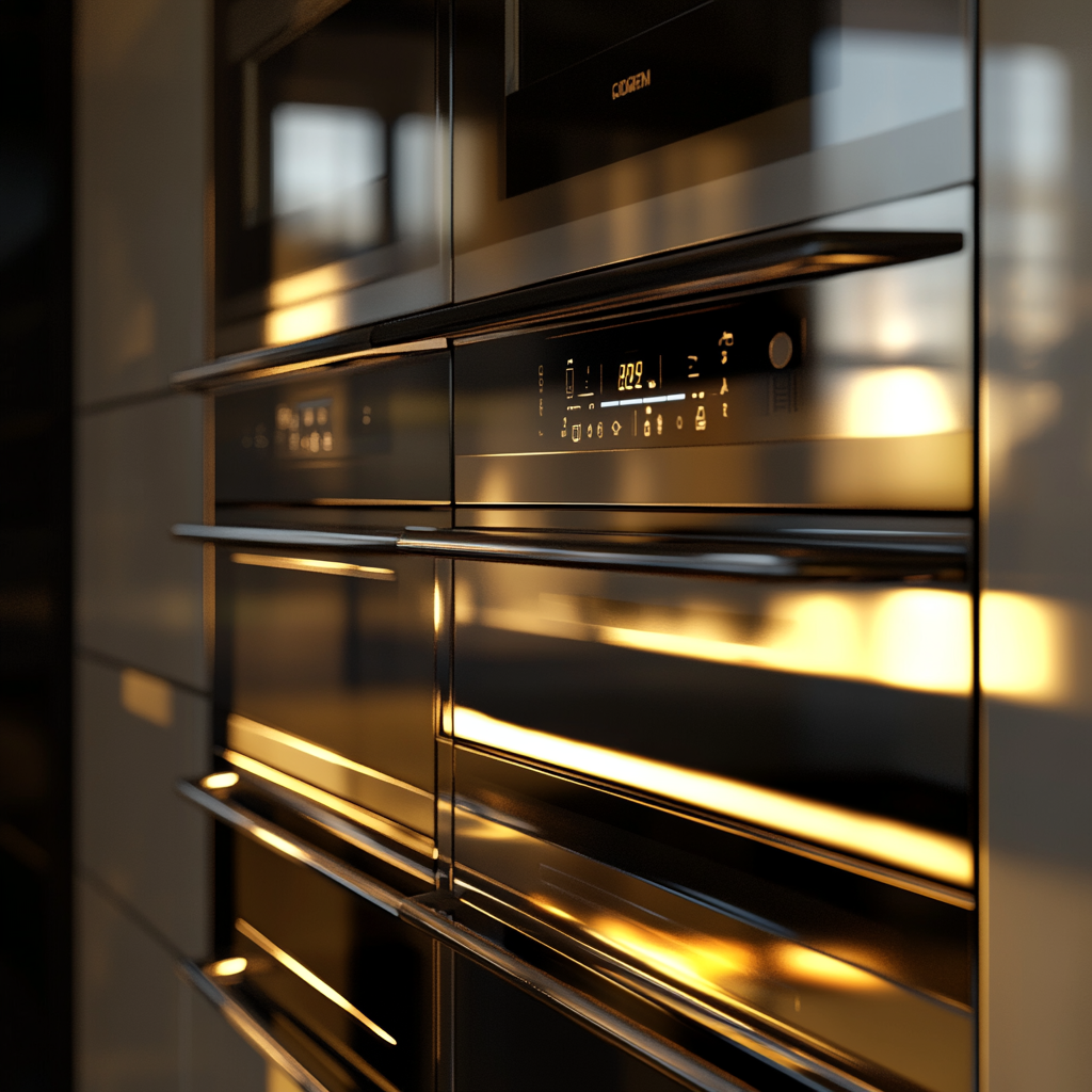 modern double wall oven polished