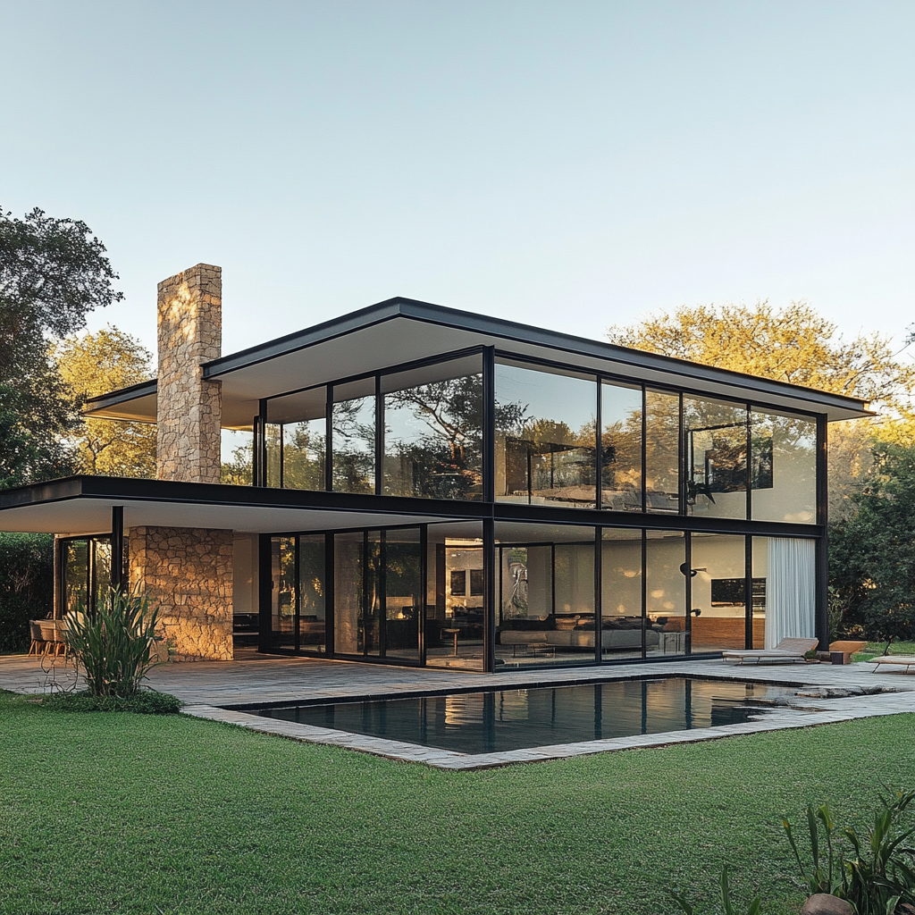 Modern glass link house in Botswana