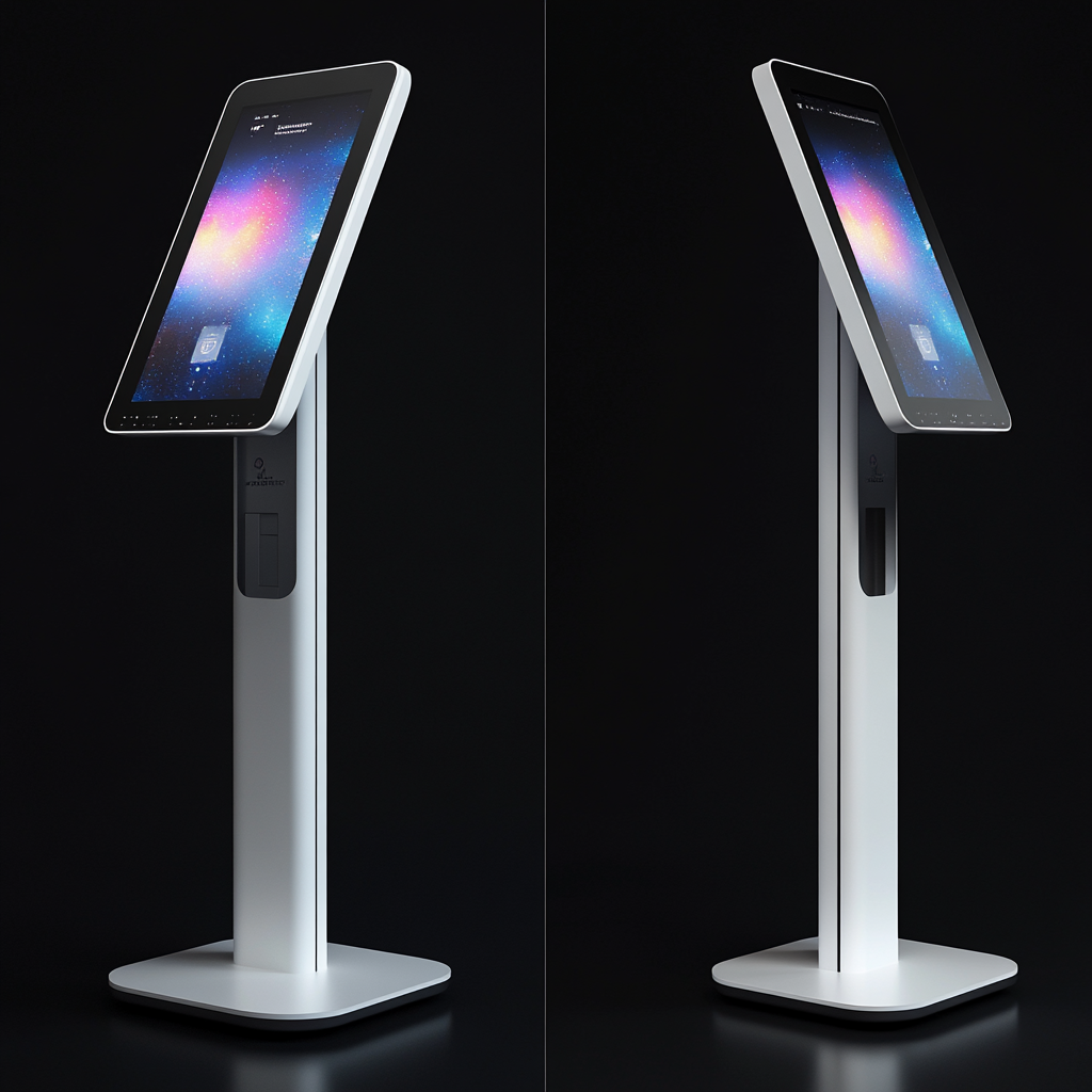 Minimalist iPad-like kiosk pedestal design