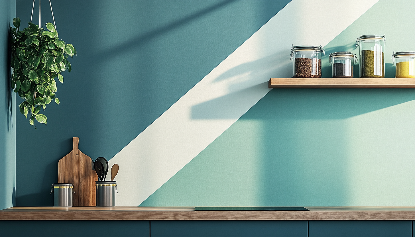 Modern Kitchen Wall Geometric Blue Green