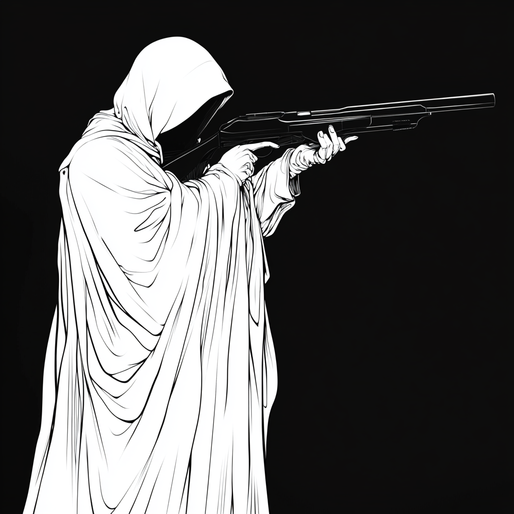 Monk Robe Shotgun Line Art