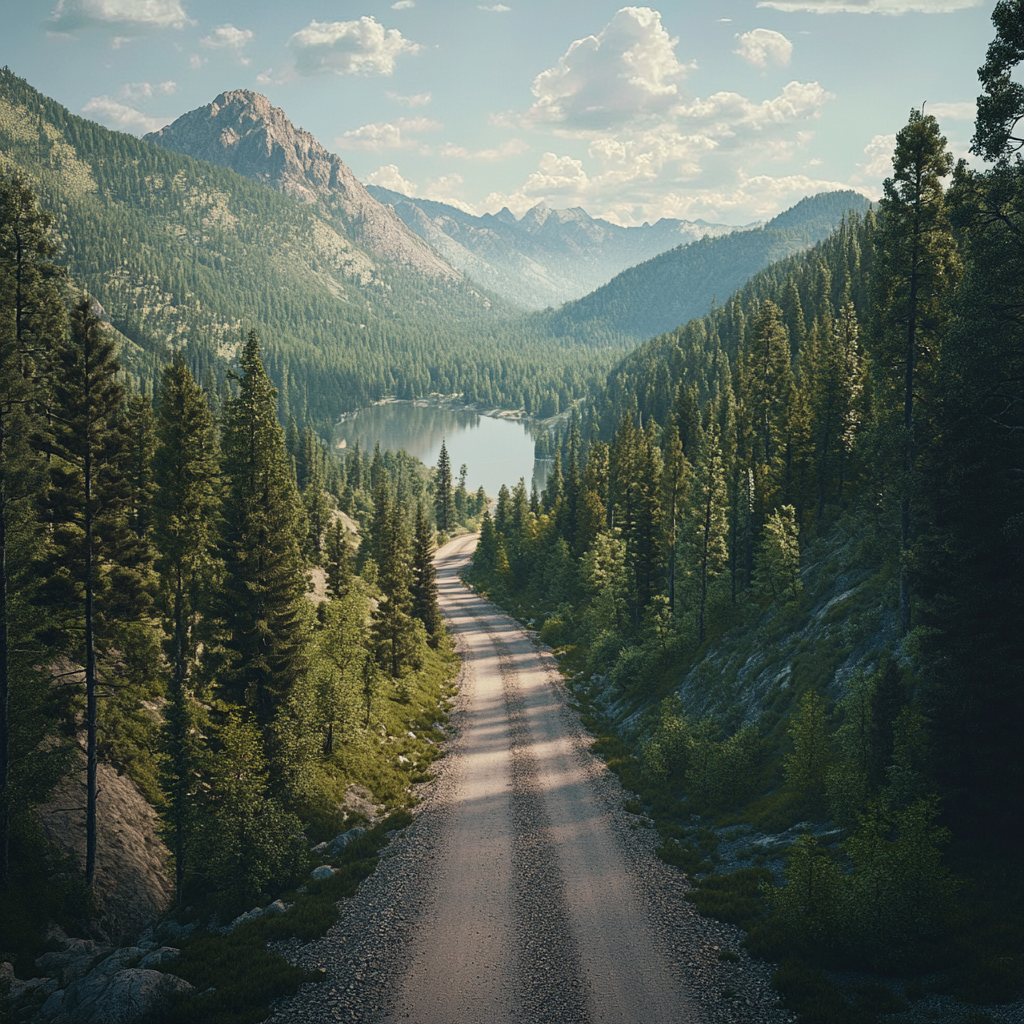 Gravel road in Idaho mountains