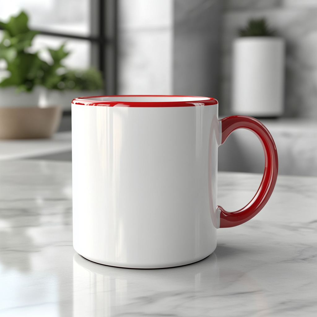 Blank Mug Mockup Red Rim