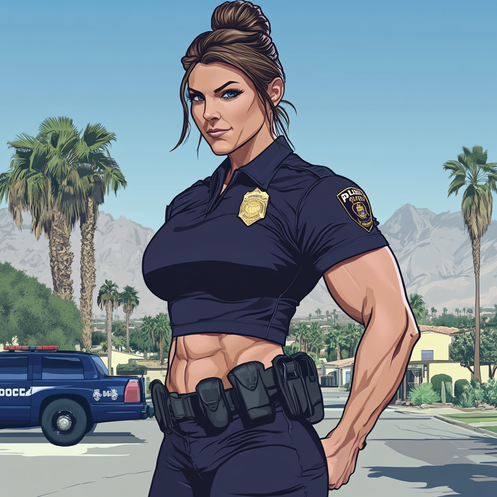 Muscular Female Police Officer Avatar