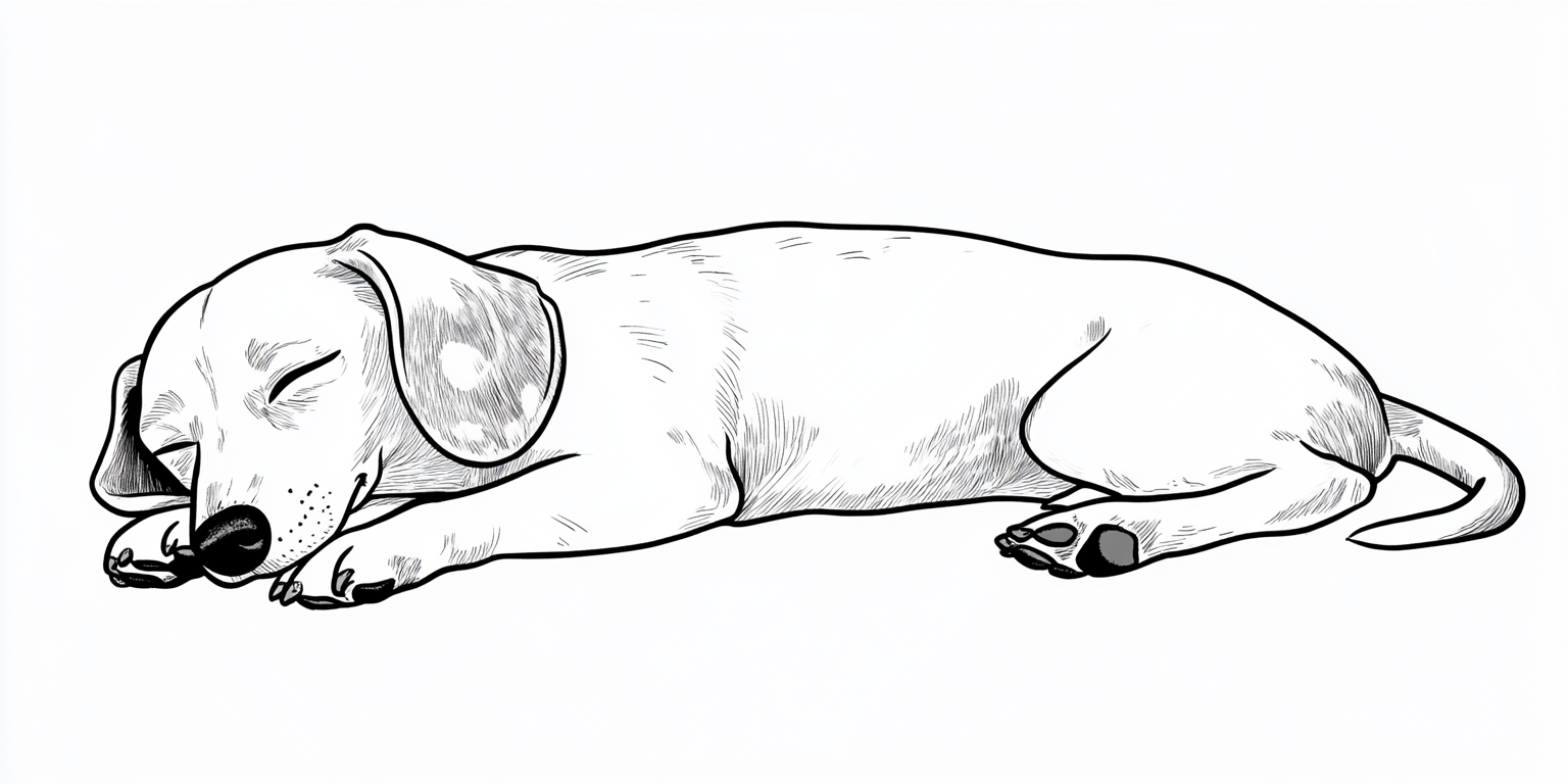 napping dachshund line art