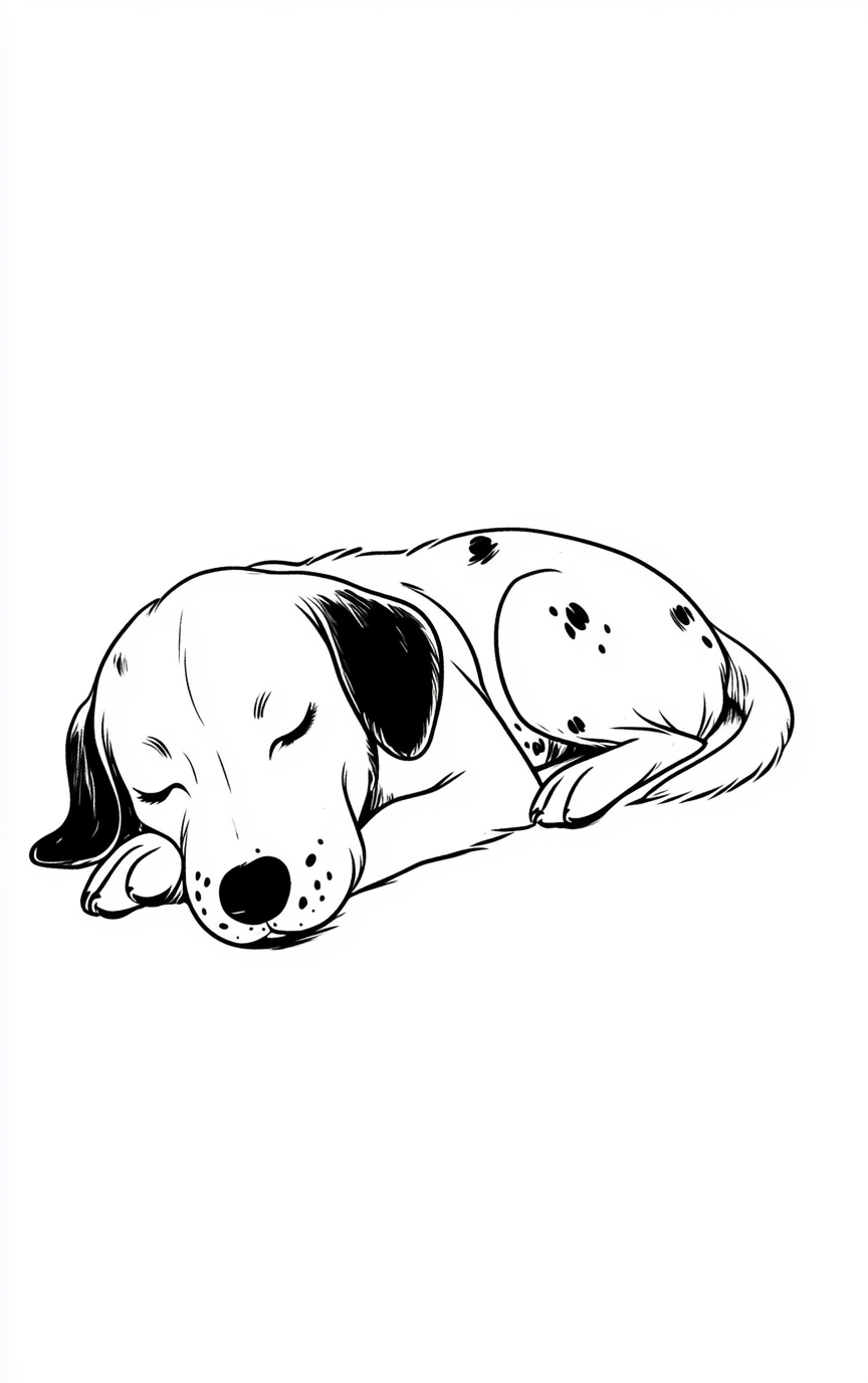 Napping Dachshund in Minimalist Style