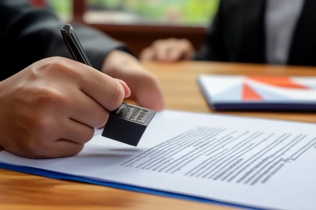 Notary Hand Holding Stamp Document