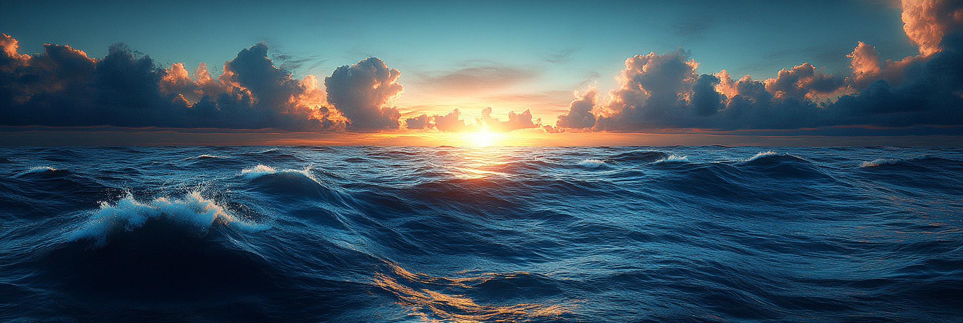 Stunning ocean waves under sunlight