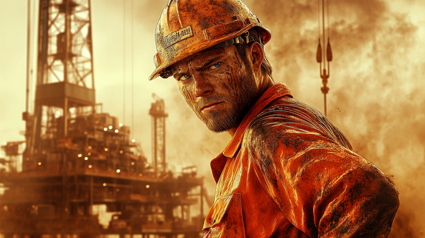 Oil Rig Worker in Orange Dungarees