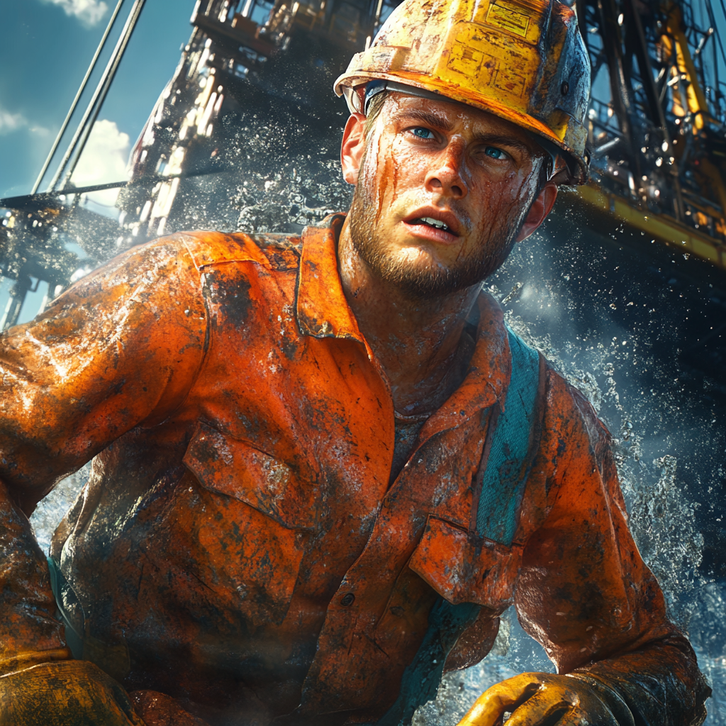 Oil Rig Worker in Dungarees